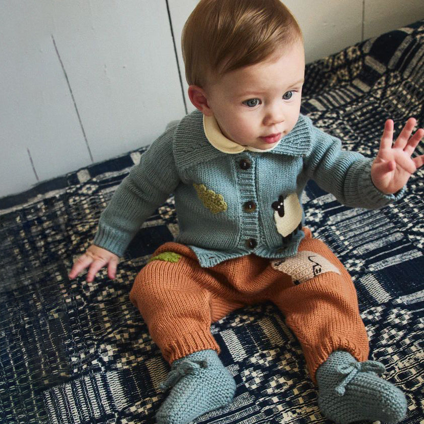 Misha & Puff-Baby Meadow Motley Cardigan Overcast