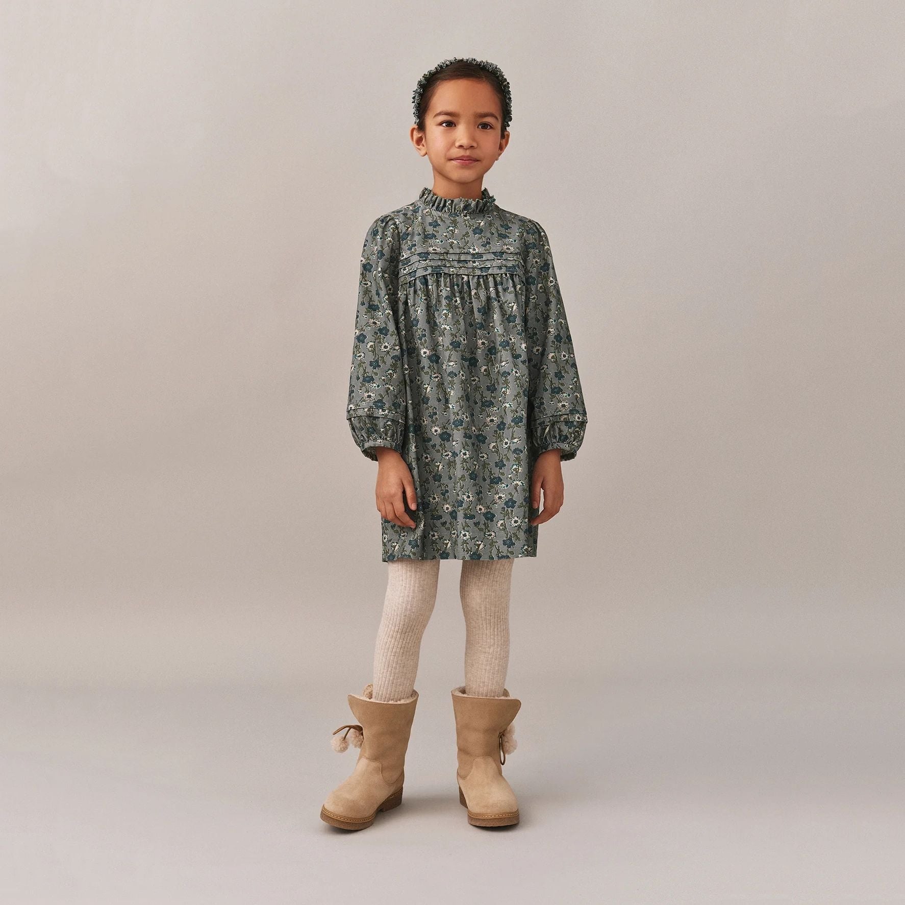 Bonpoint-ROBE TOPAZ FL VERT DE GRIS