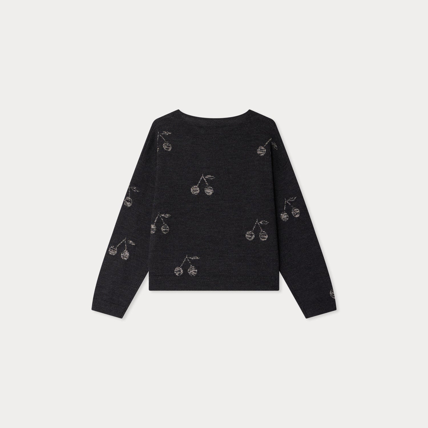 Bonpoint-Jabaro Cherry Jacquard Sweater With Copper Wool Thread