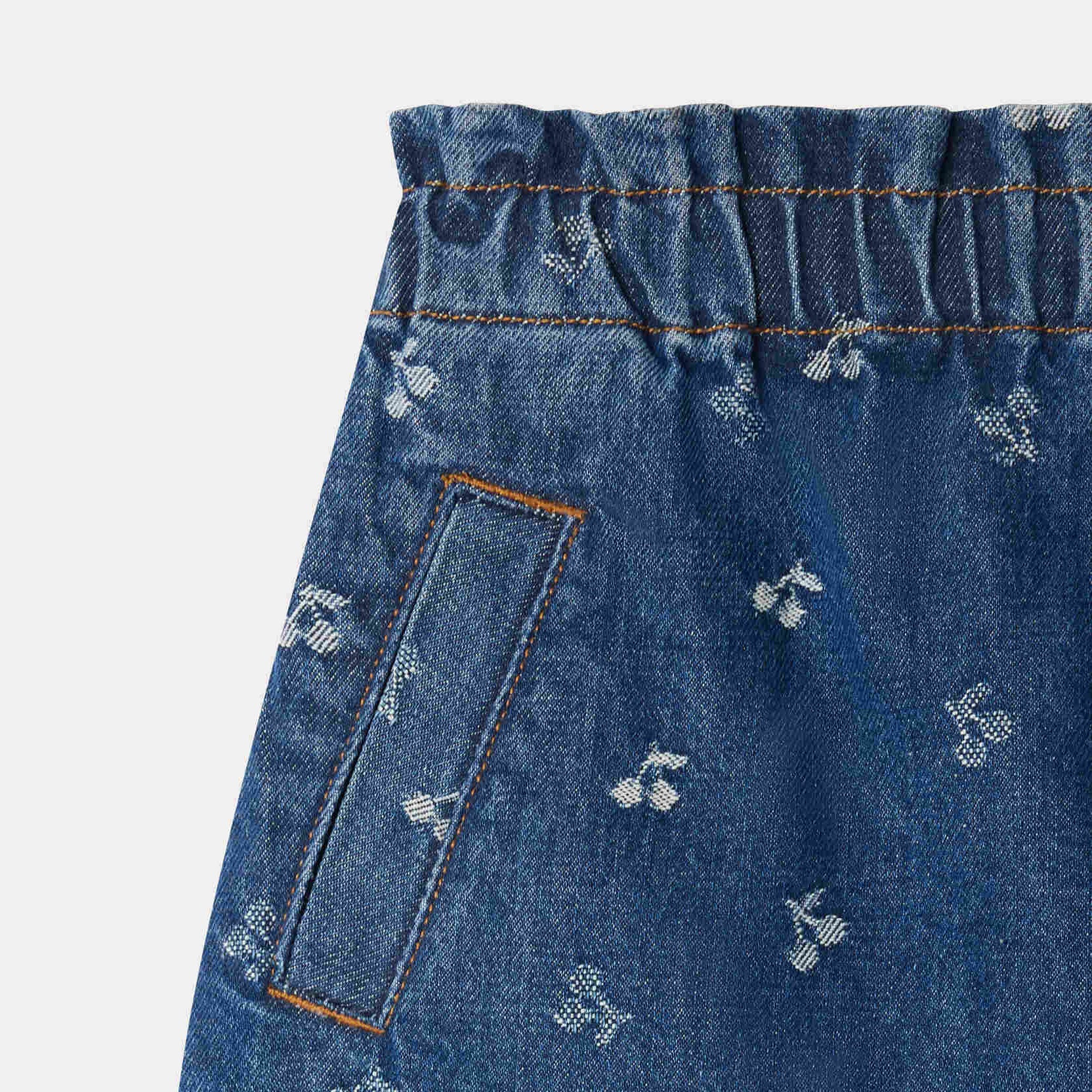 Bonpoint-Jensua elasticated waist skirt in cherry jacquard denim