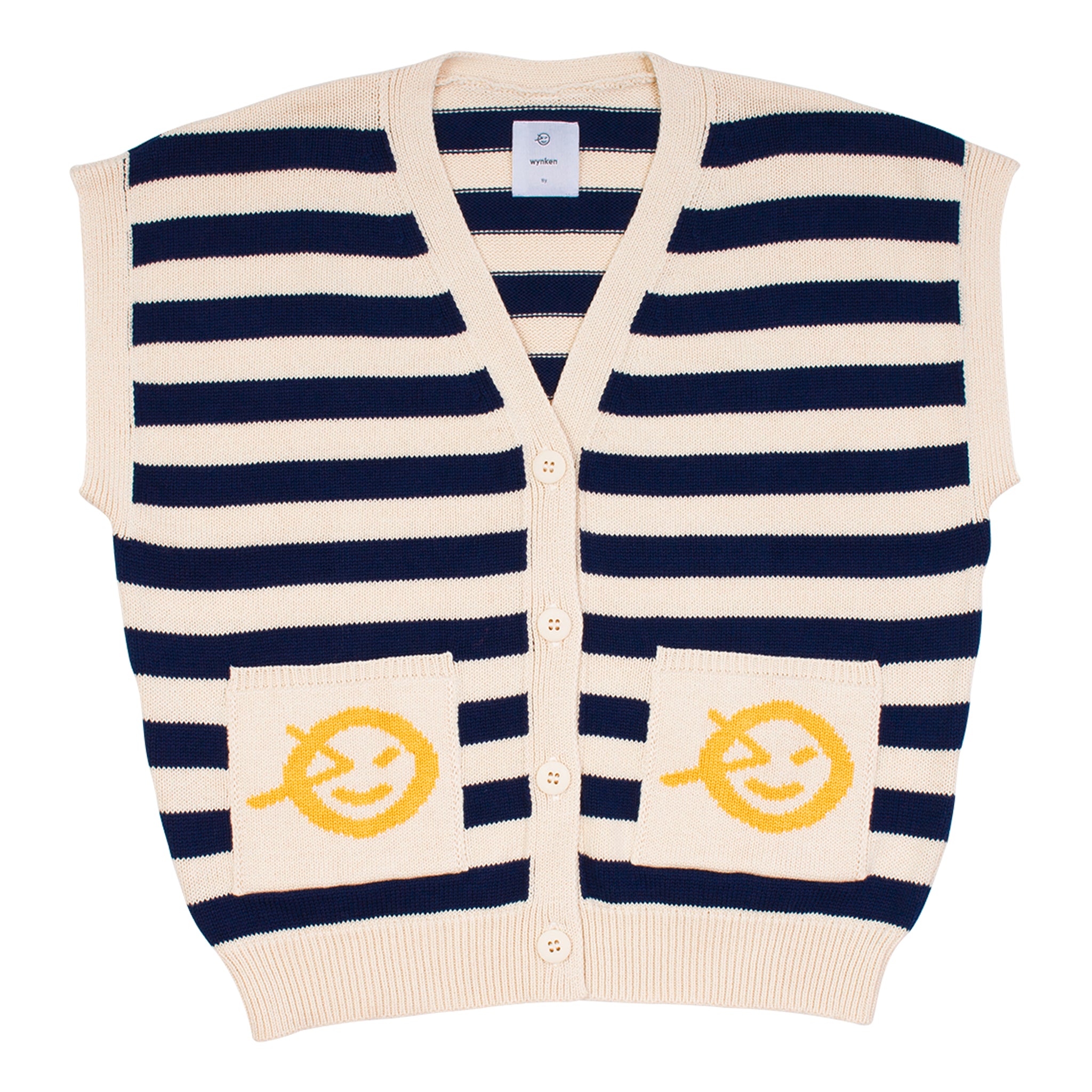 WYNKEN STRIPE WAISTCOAT-NAVY/TIDE WHITE