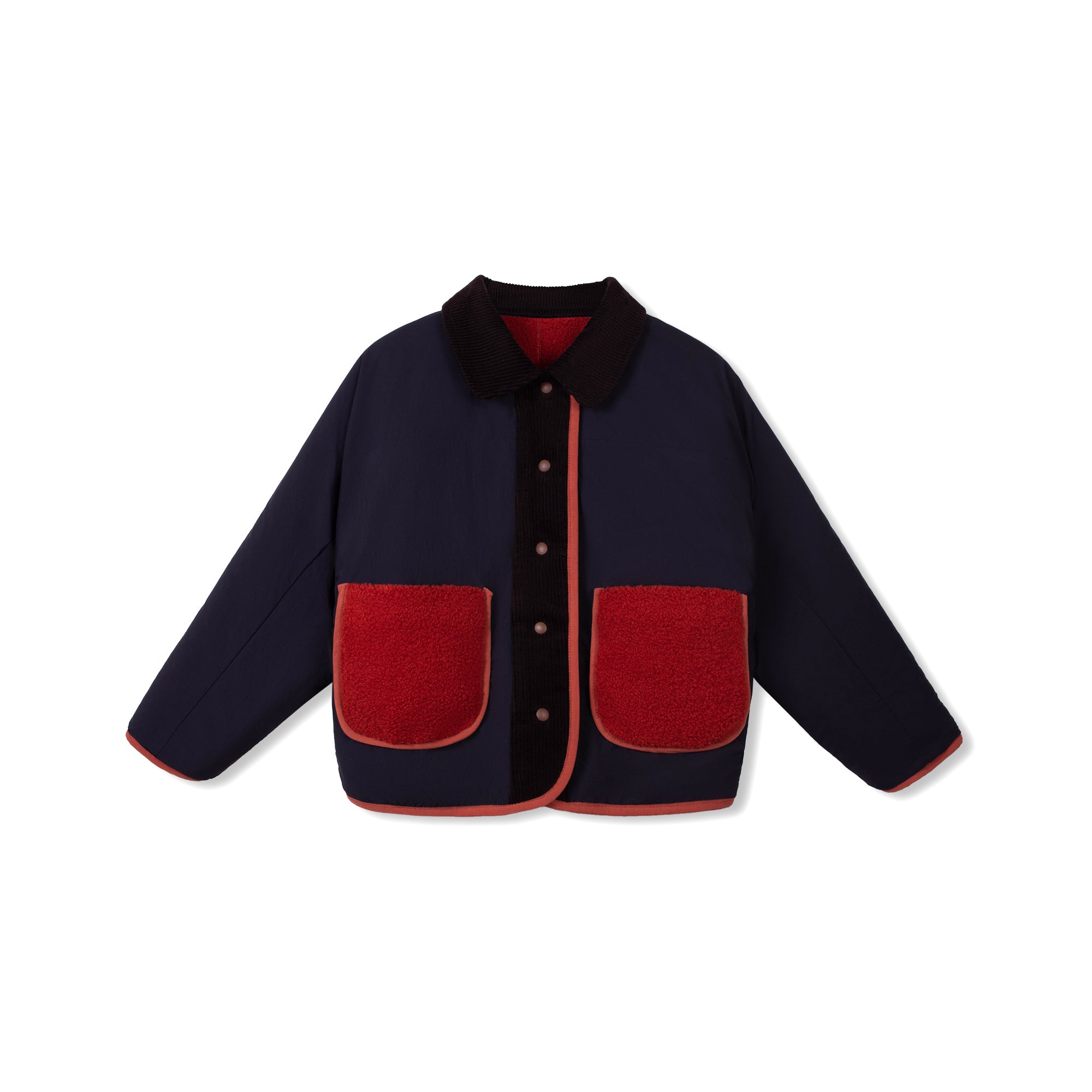 Wynken-Kids Fuzzy Reversible Jacket Navy Rusty Bear