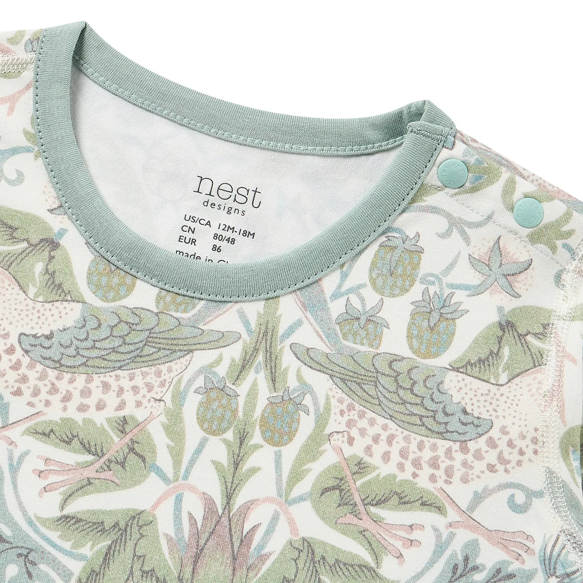 Nest Designs-Long Sleeve Onesie Strawberry Thief Slate Blue