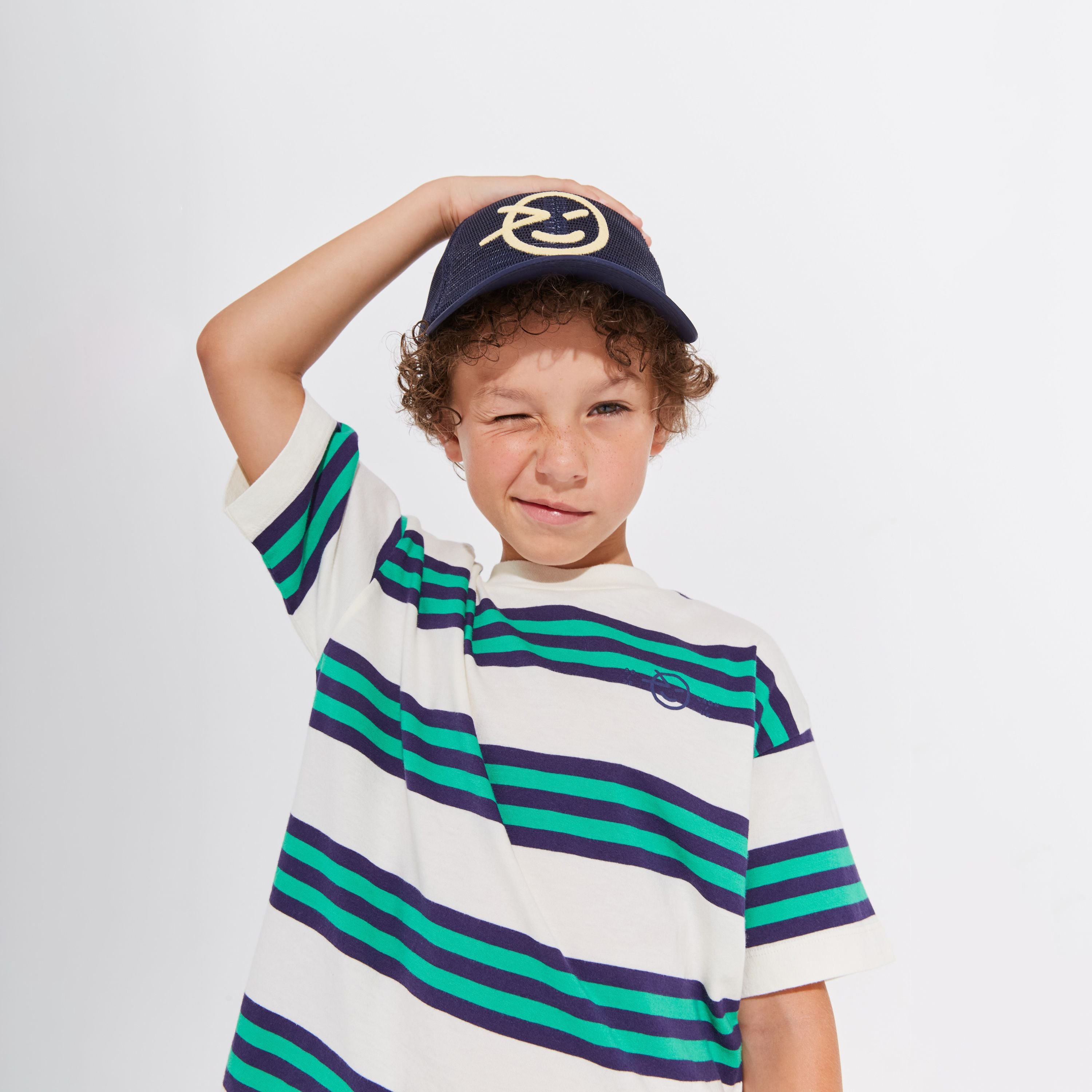 Wynken-Kids Triple Stripe Tee Organic Cotton Navy / Green