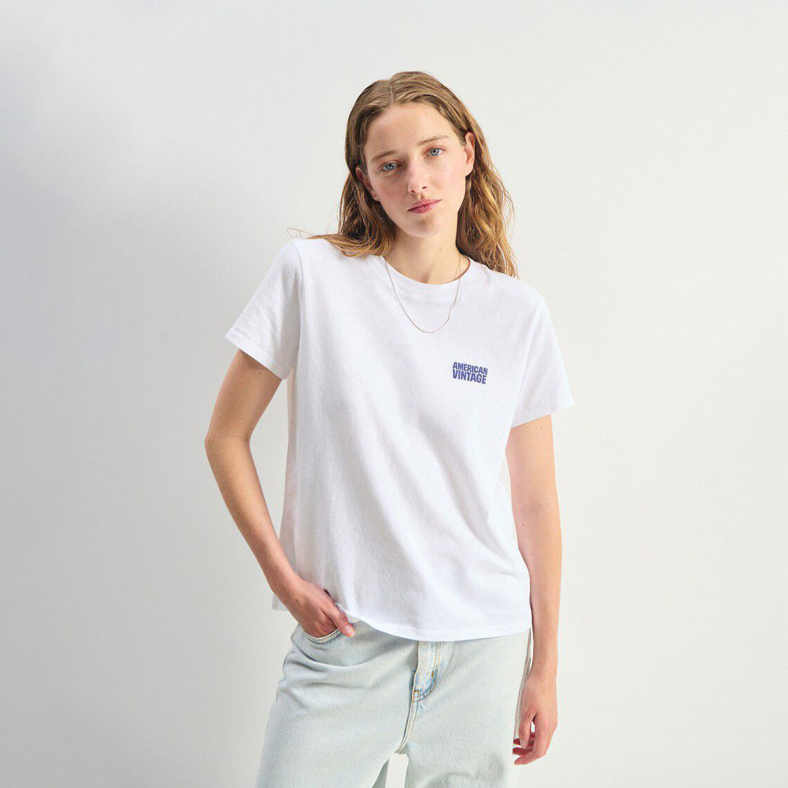 American Vintage-Women T-Shirt Mc Col Rond Ykobow Blanc