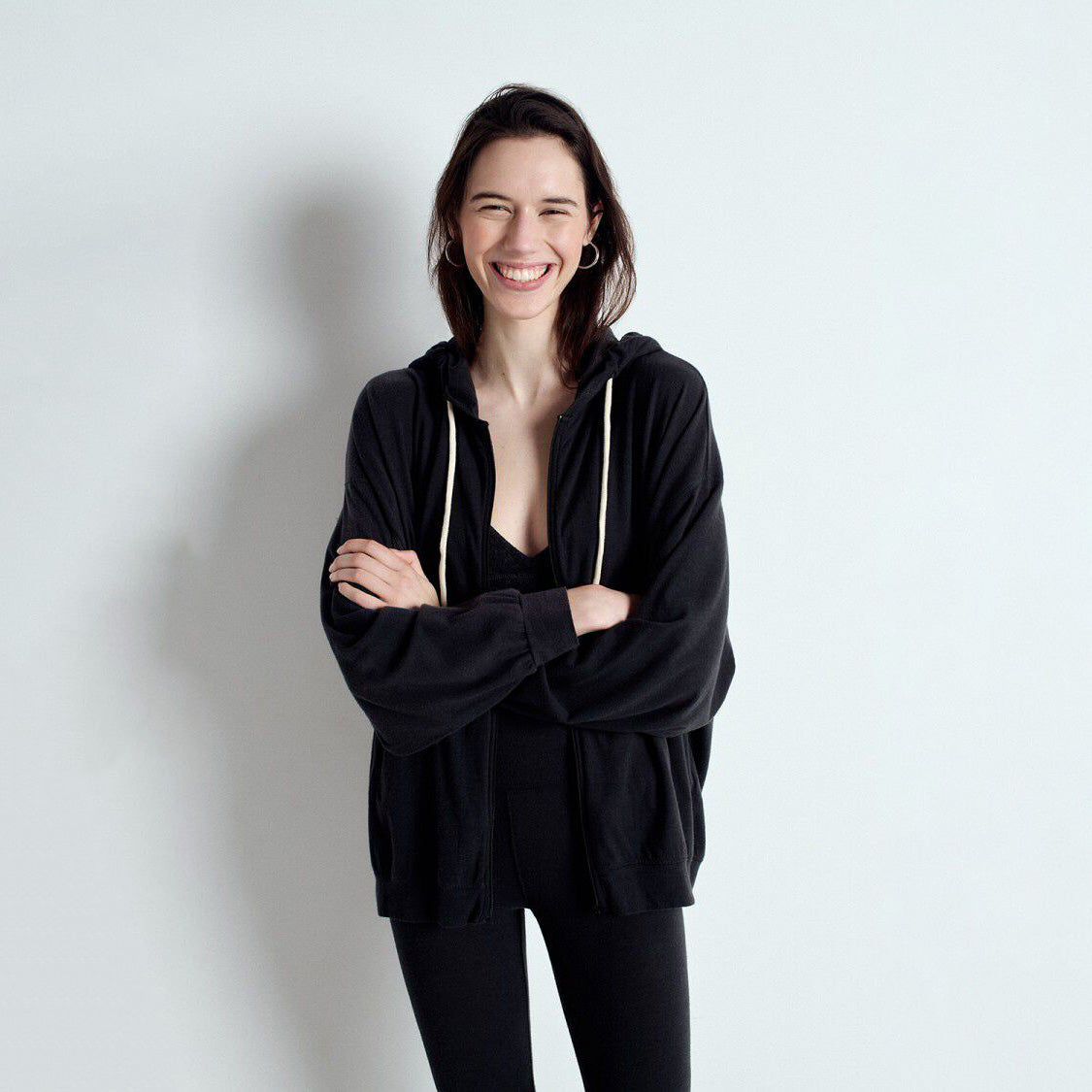 American Vintage-Women Sweat ML Capuche Zippe Ypawood Carbone Chine