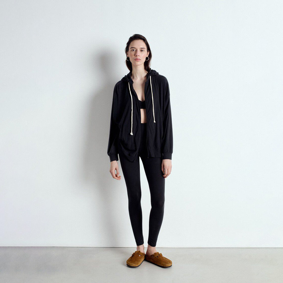 American Vintage-Women Sweat ML Capuche Zippe Ypawood Carbone Chine