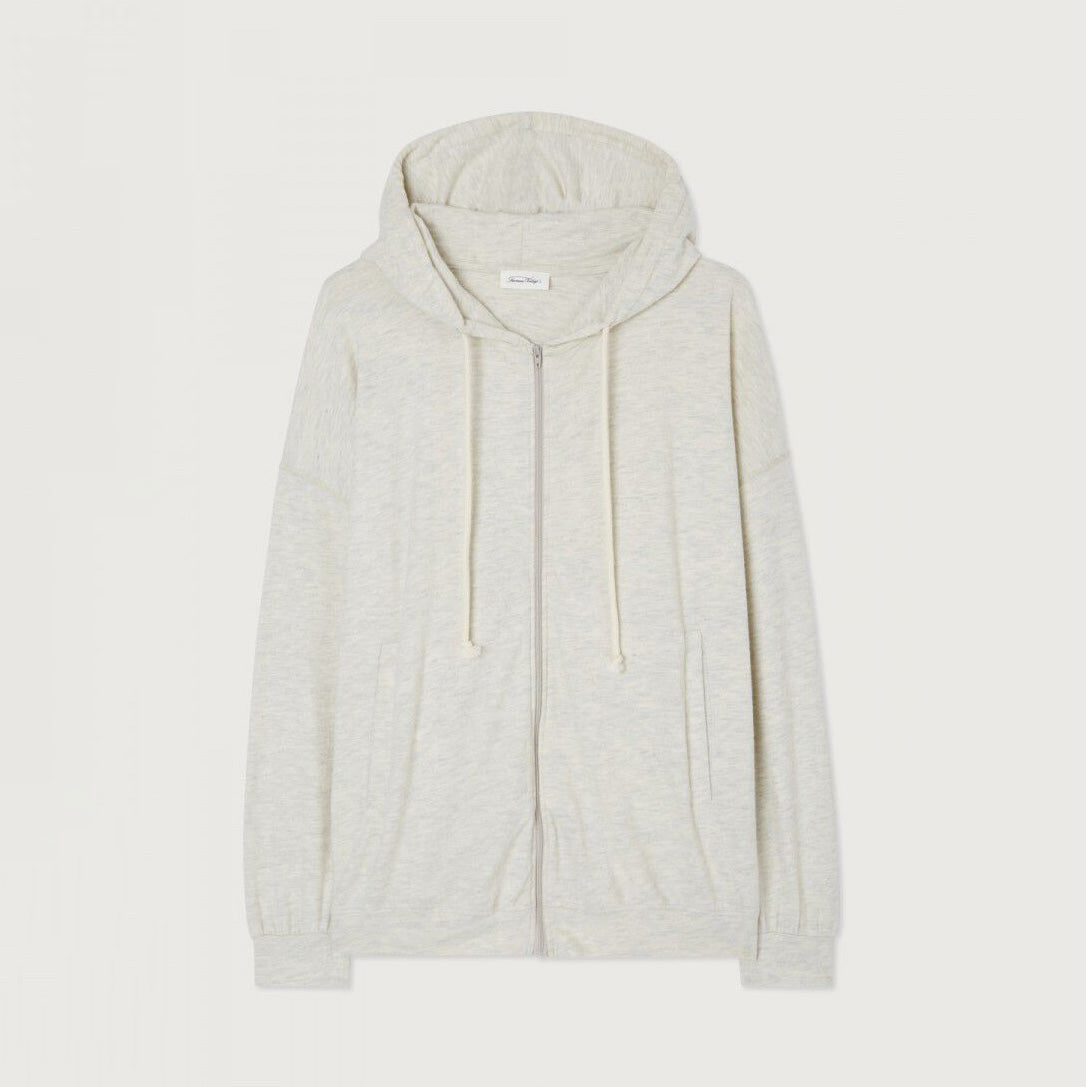 American Vintage-Women Sweat ML Capuche Zippe Ypawood Gris Chine