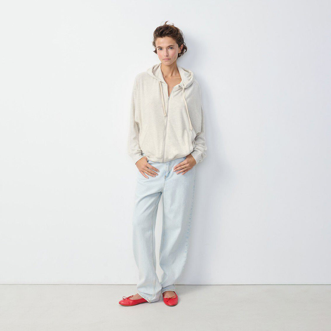 American Vintage-Women Sweat ML Capuche Zippe Ypawood Gris Chine