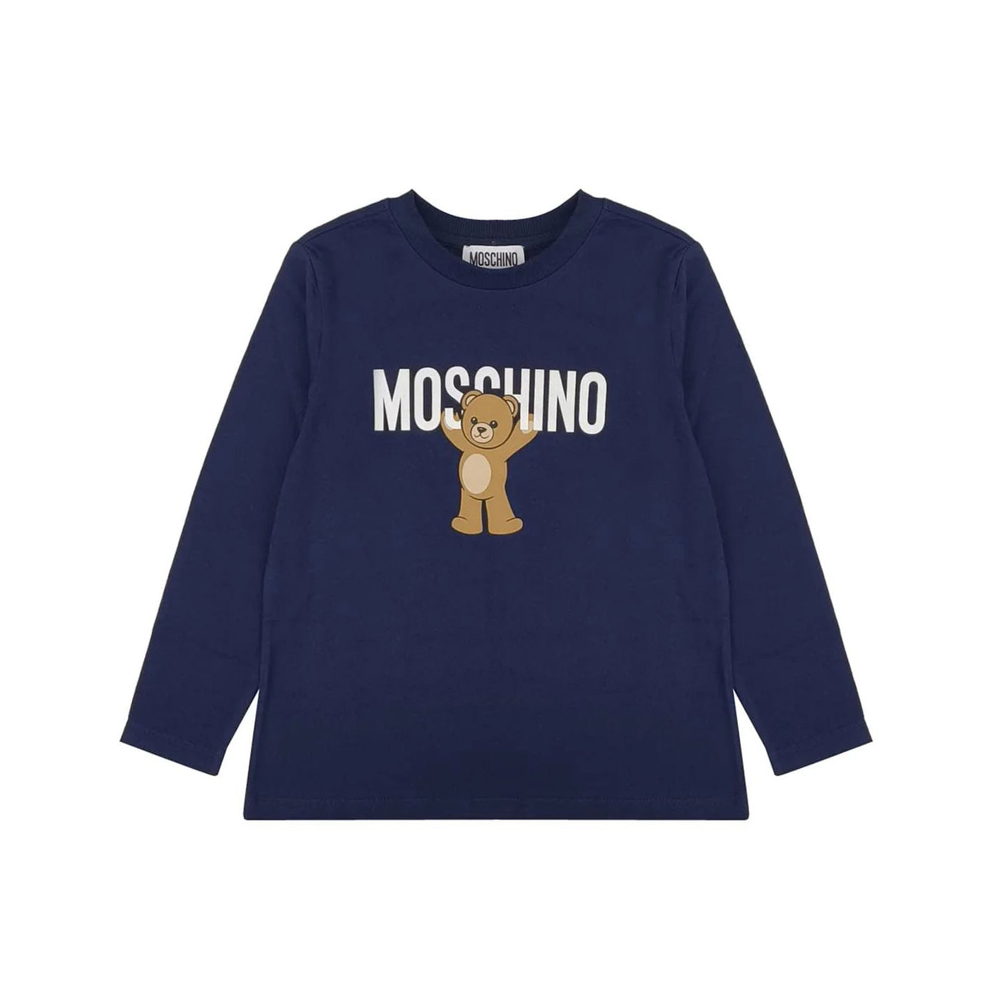 Moschino-Kids Blue Navy Bear Printed T-Shirt