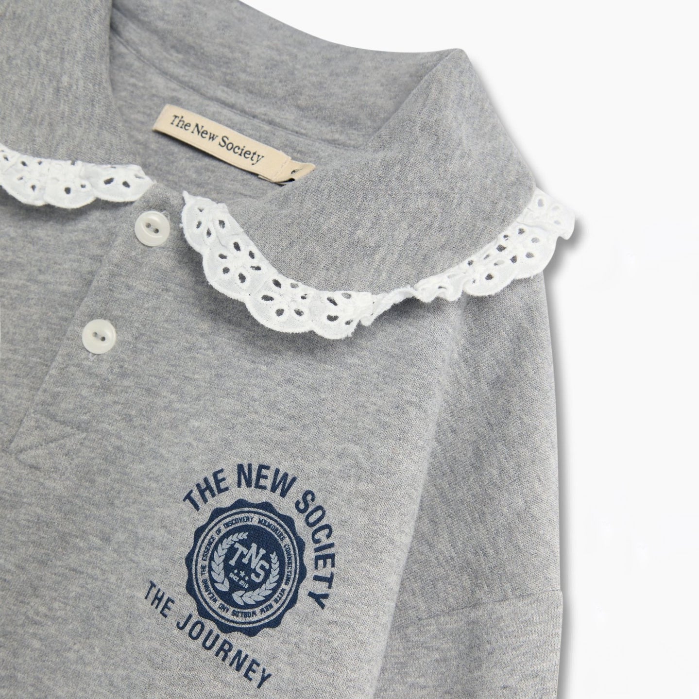 The New Society-Ash Polo Mid Grey Melange