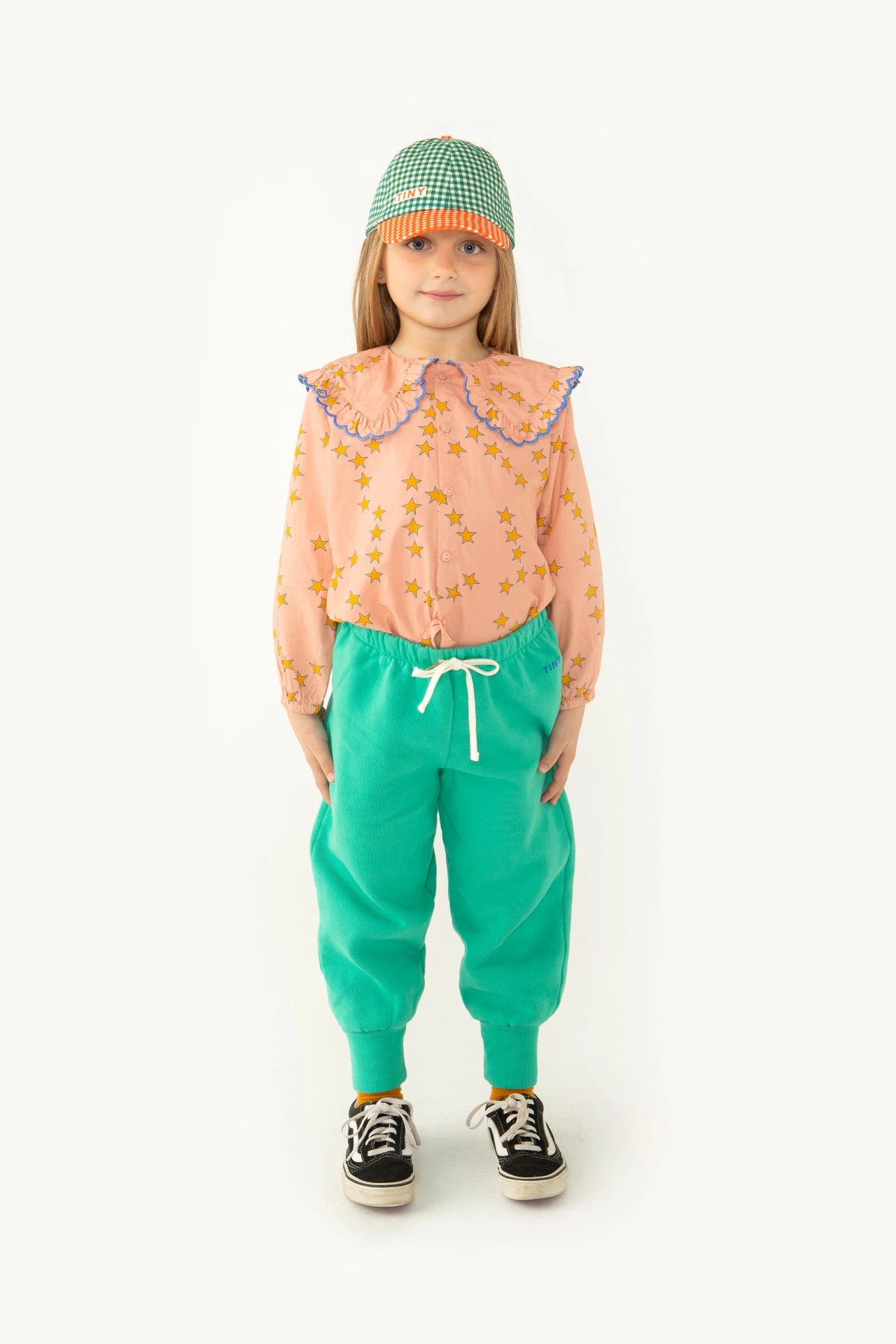 TINY STARS FRILL COLLAR SHIRT peach