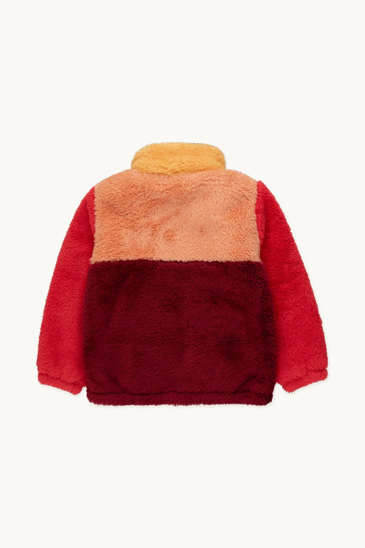 COLOR BLOCK POLAR SHERPA JACKET DEEP RED/PEACH-NEW ARRIVAL