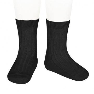 Basic rib short socks black 900