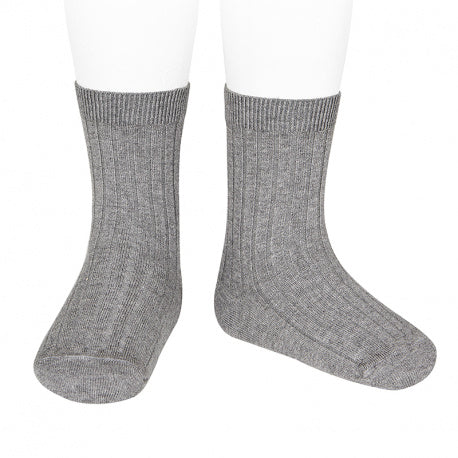 Basic rib short socks light grey 230