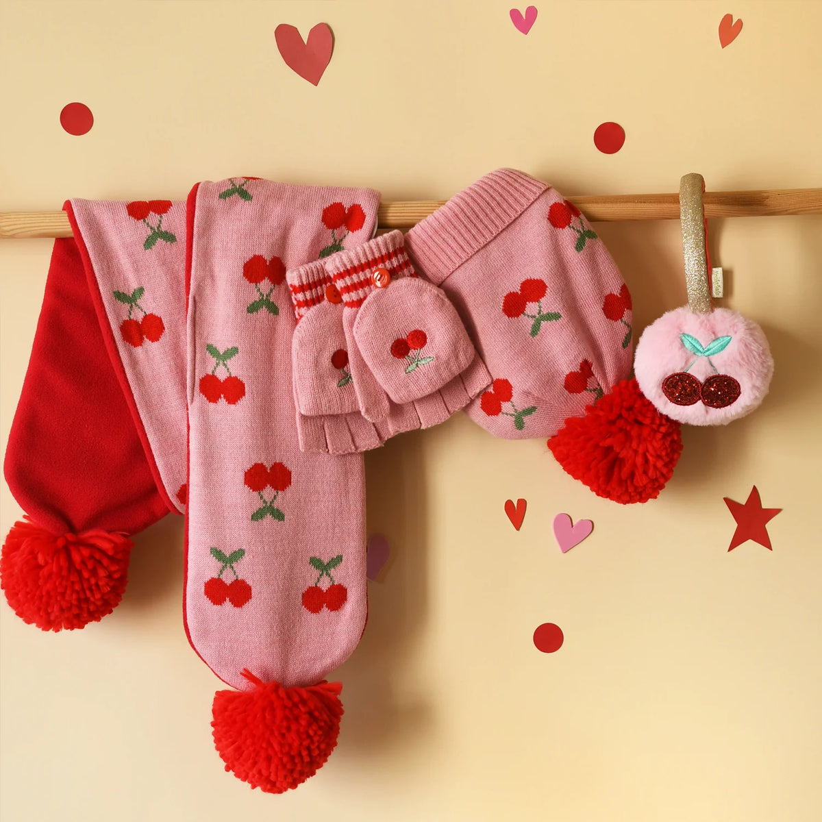 Rockahula Kids-Cheerful Cherry Knitted Gloves