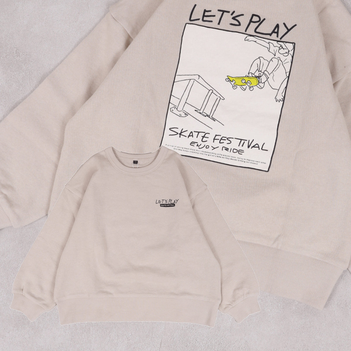 Markey's-Print Crew Neck Sweatshirt Beige
