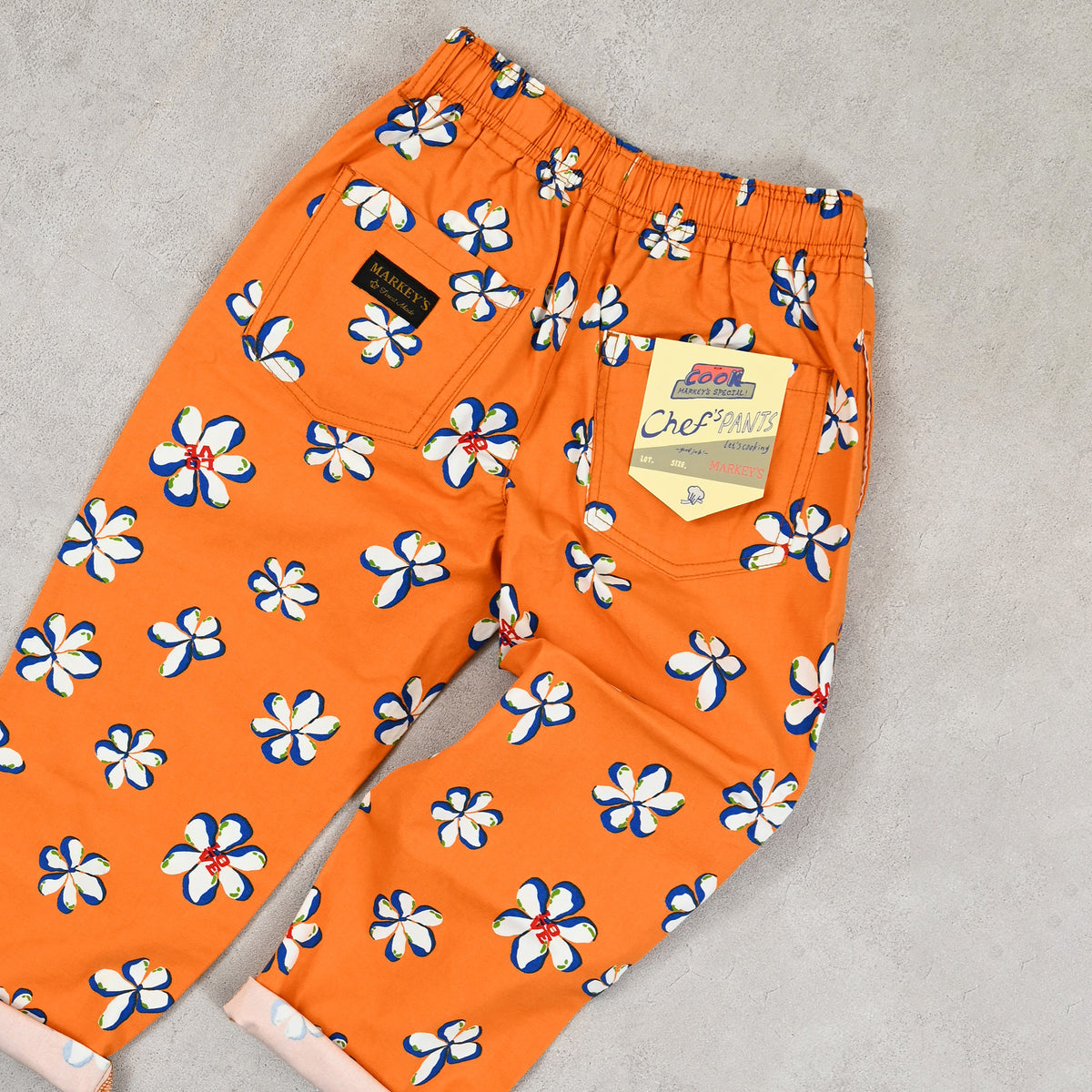 Markey's-Chef Pants Orange Flower