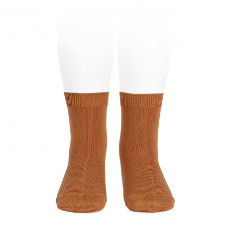 Plain stitch basic short socks cinnamon 688