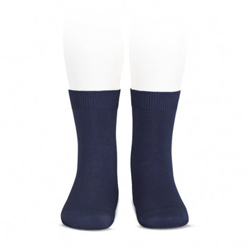 Plain stitch basic short socks navy blue 480