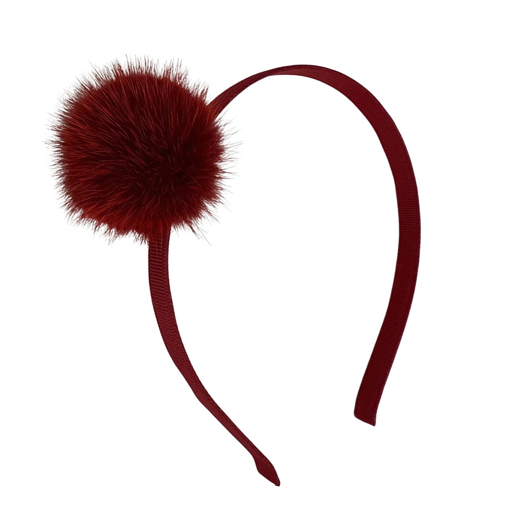 Olilia-Large Mink Puff Hard Headband-Scarlet