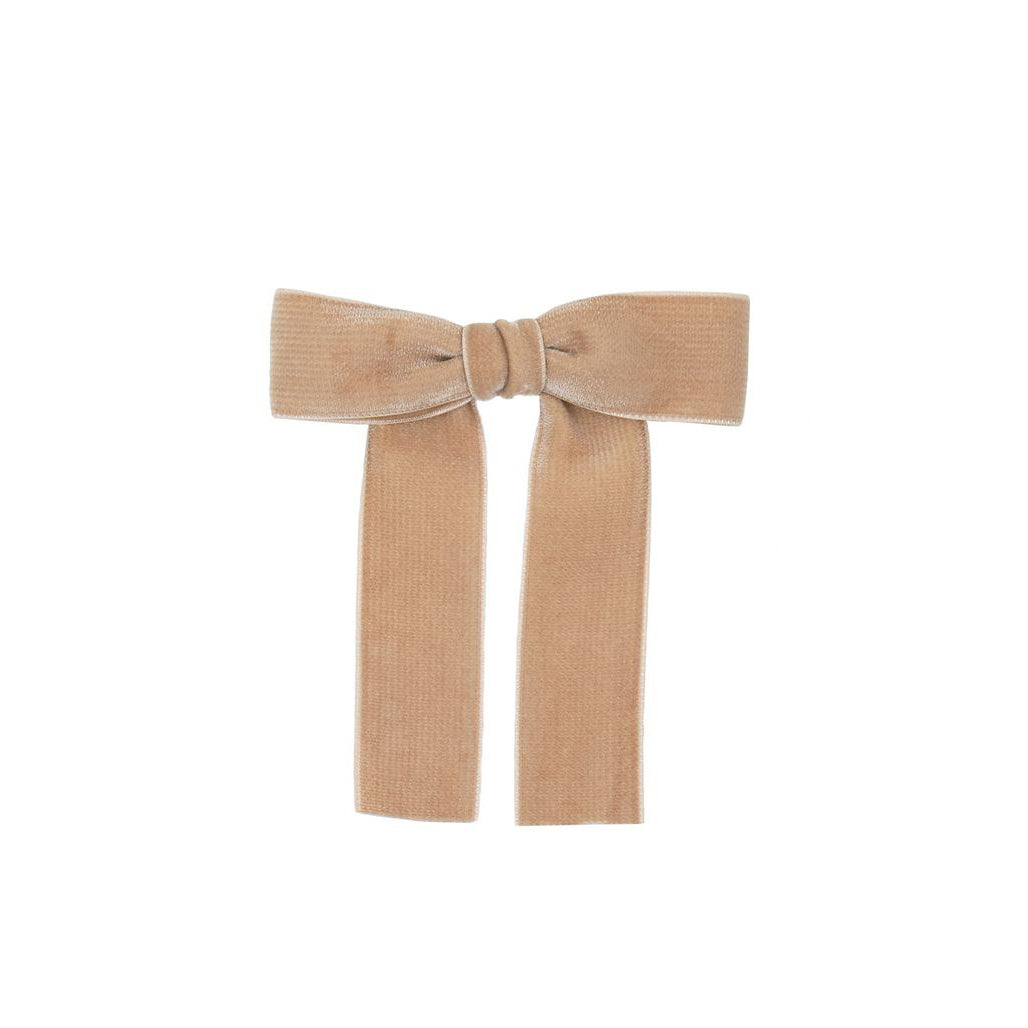 Olilia-Large Velvet Bow-Bisque