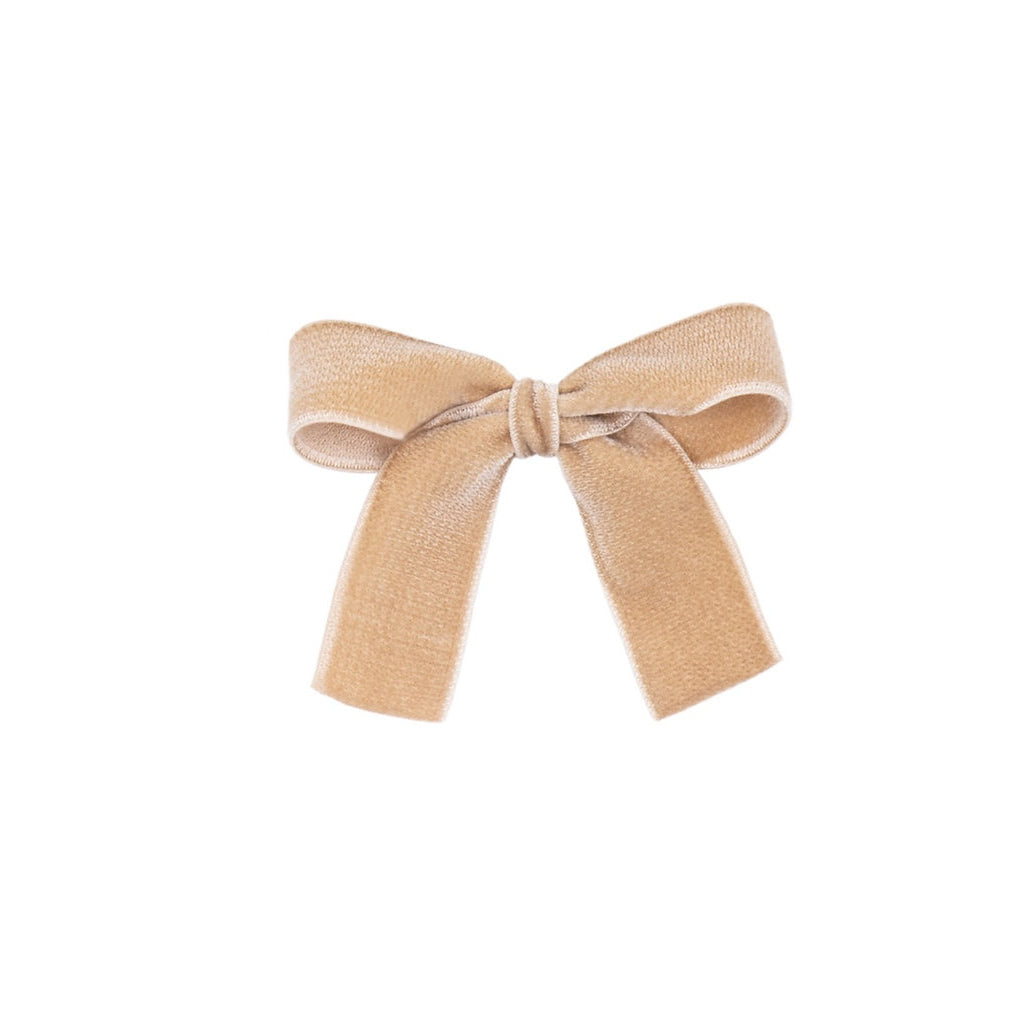 Olilia-Medium Velvet Bow-Bisque