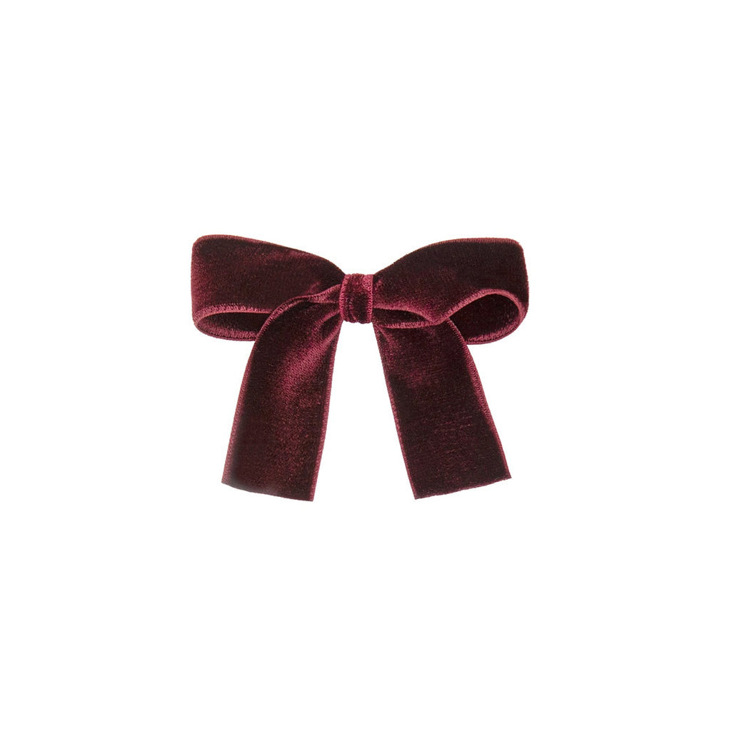 Olilia-Medium Velvet Bow-Burgundy