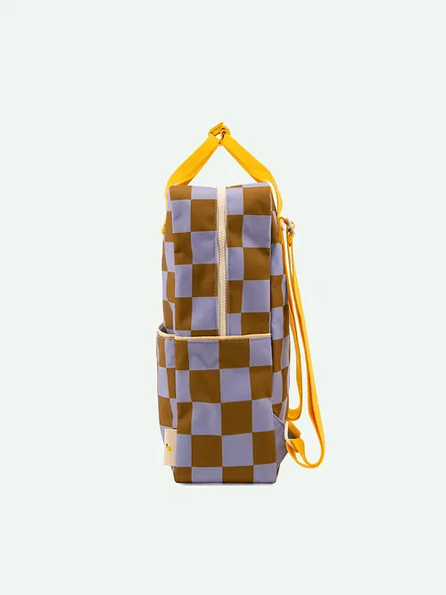 Sticky Lemon backpack large | farmhouse | checkerboard | blooming purple + soil green