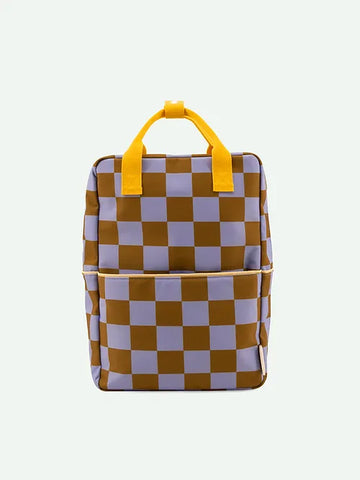 Sticky Lemon backpack large | farmhouse | checkerboard | blooming purple + soil green