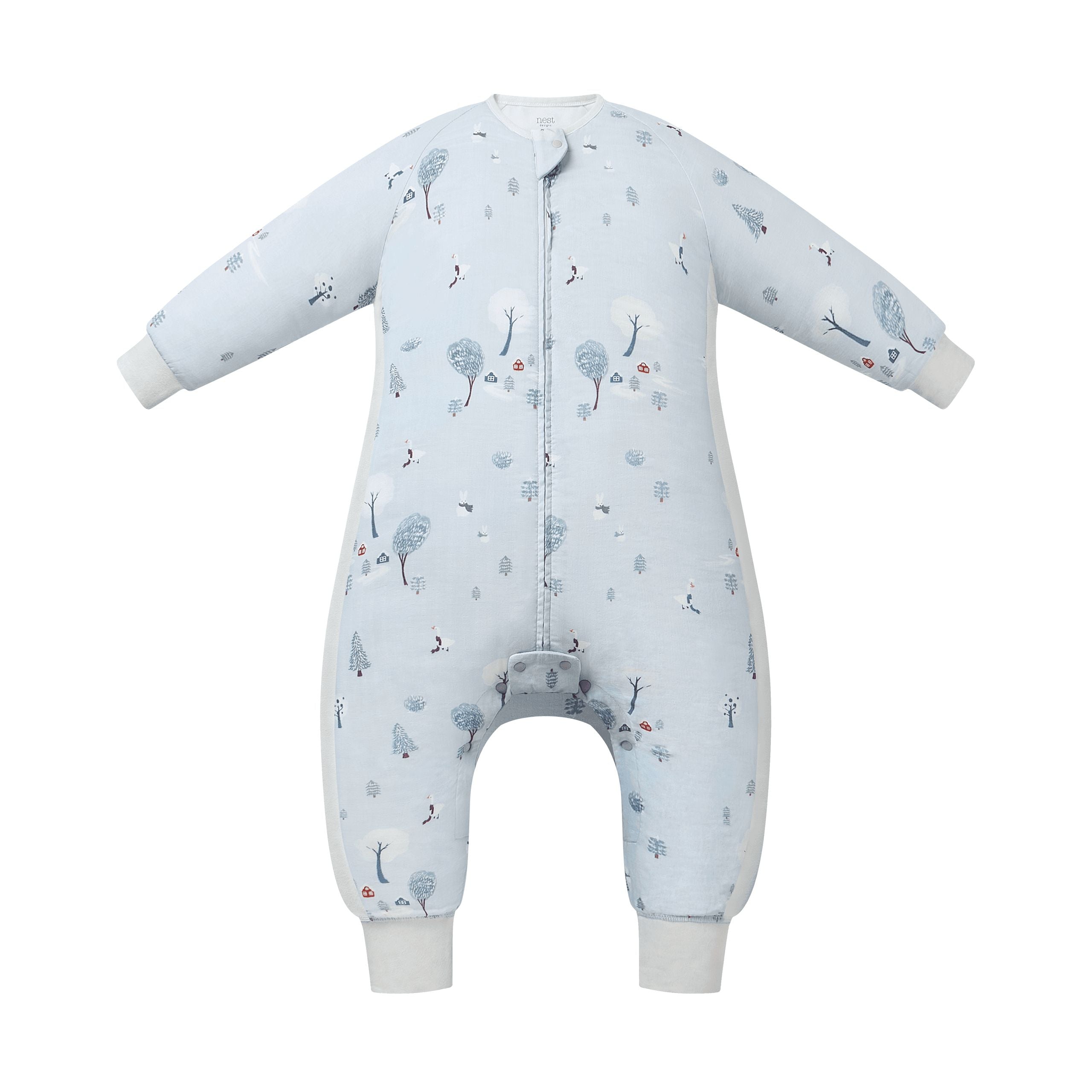 Nest Designs-0.6 TOG Long Sleeve Footed Sleep Bag Snowy Snuggles