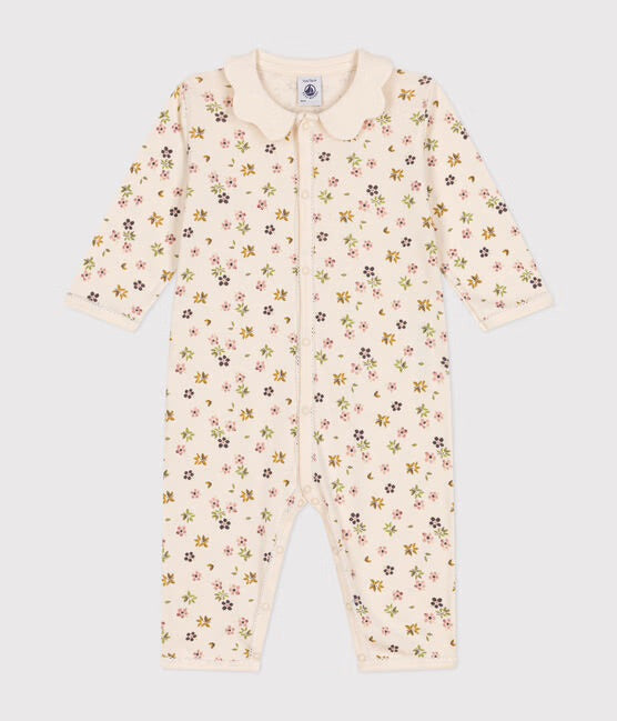 BABIES' COTTON FLORAL PRINT FOOTLESS PYJAMA SUIT