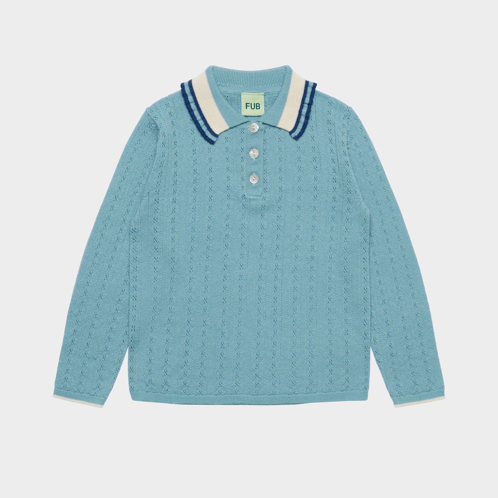 FUB-Pointelle Polo Light Teal