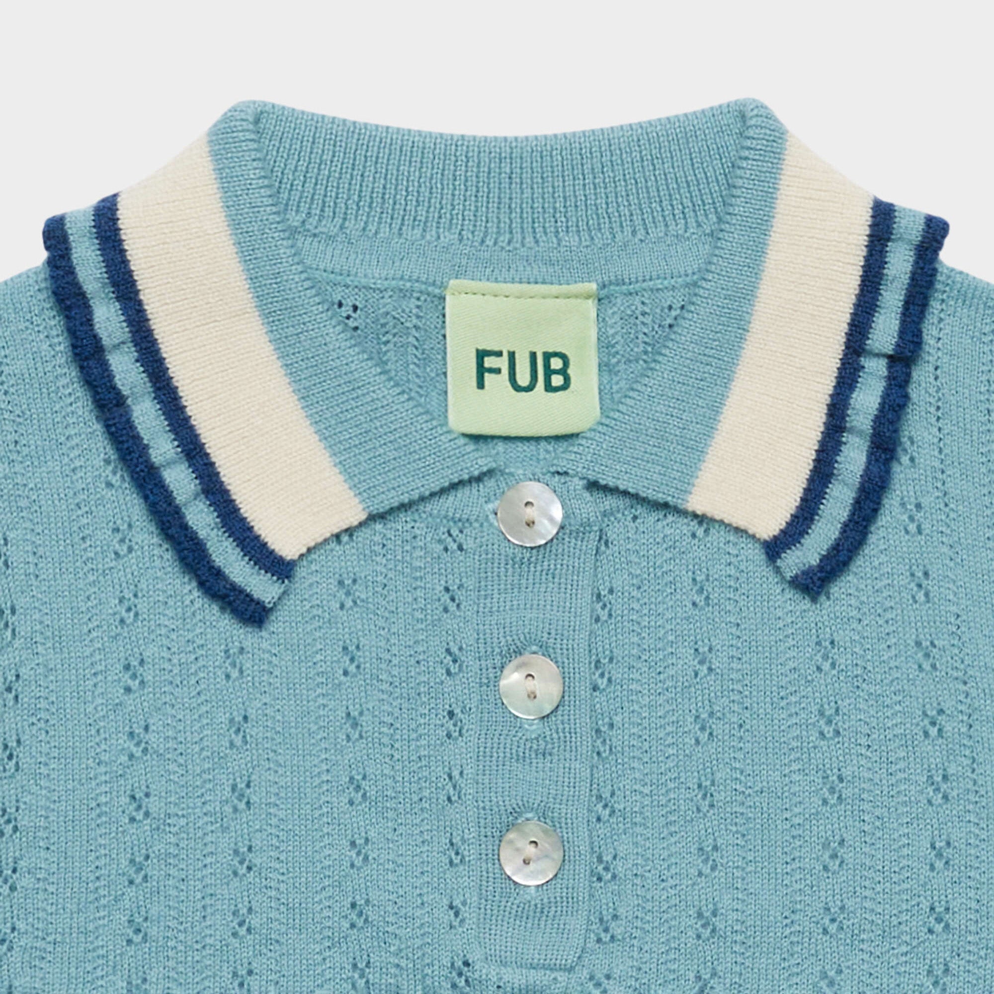 FUB-Pointelle Polo Light Teal