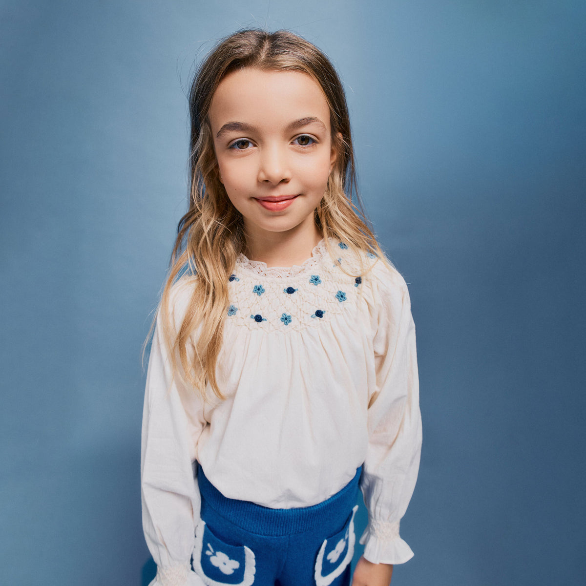 Bebe Organic-Celestia Girls Blouse Natural Dobby