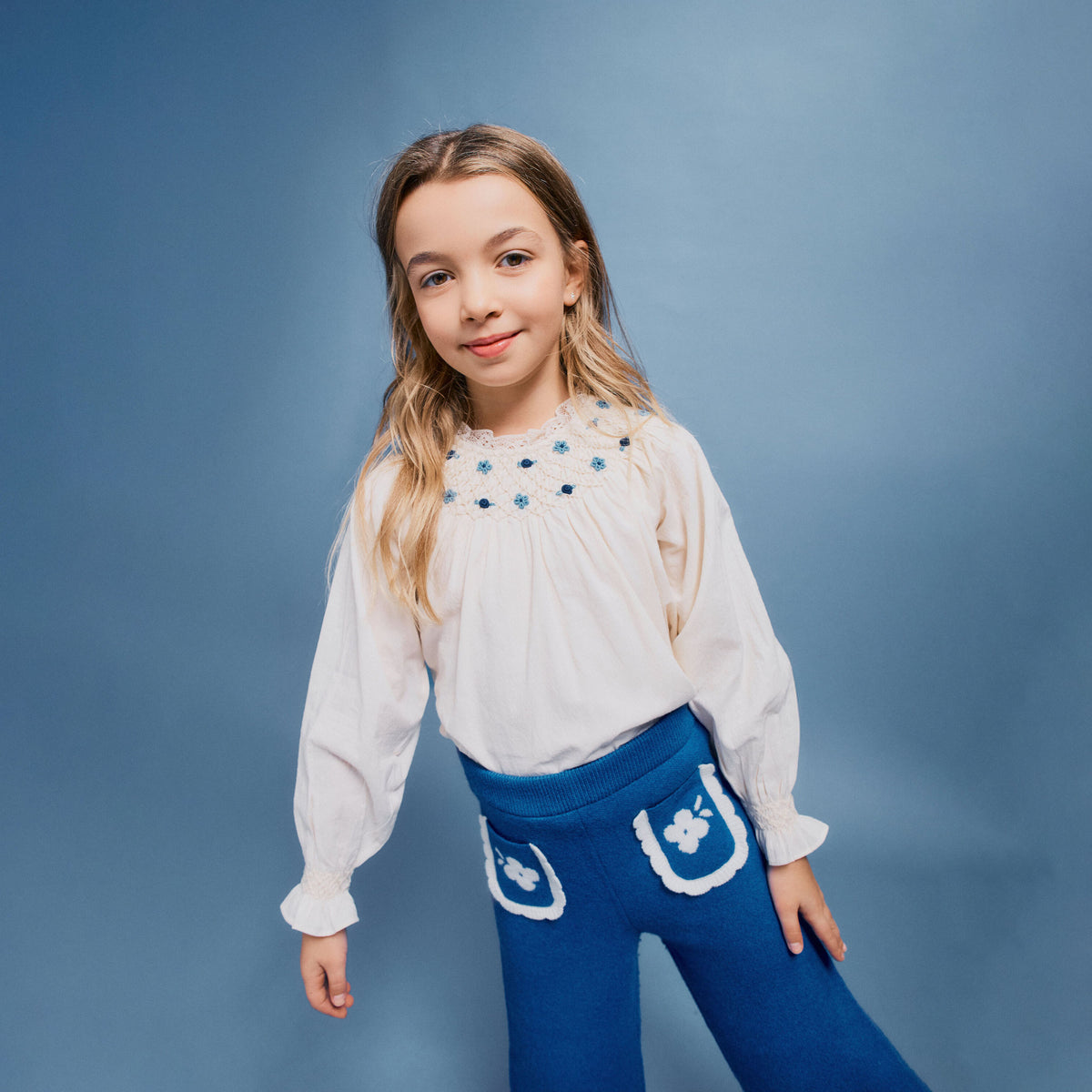 Bebe Organic-Celestia Girls Blouse Natural Dobby