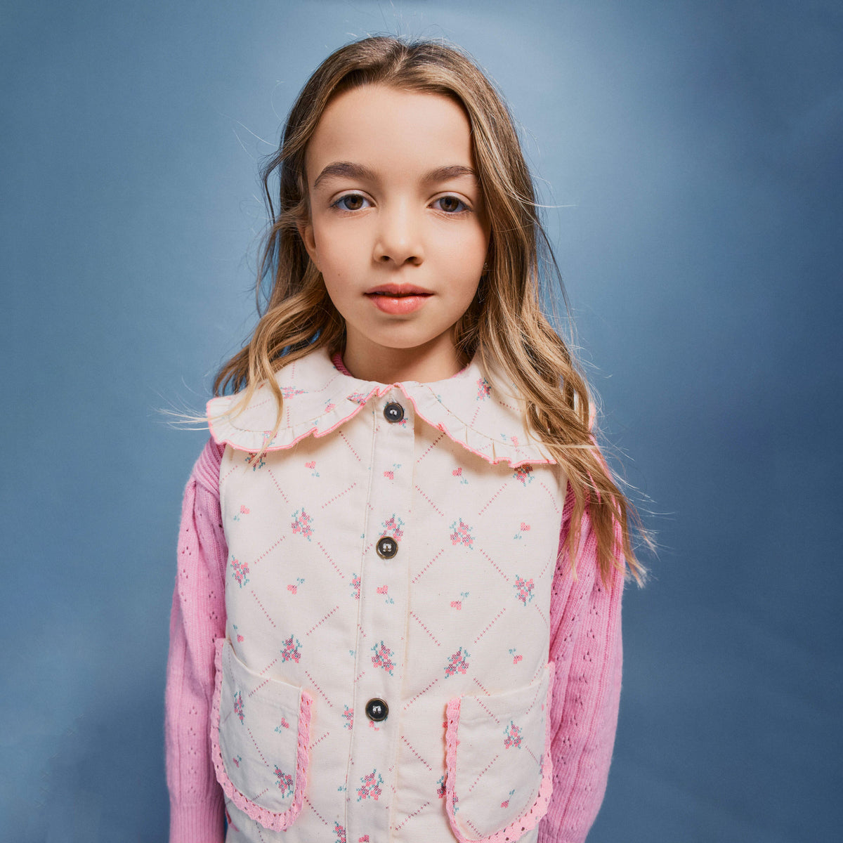 Bebe Organic-Heidi Vest Needlepoint Print