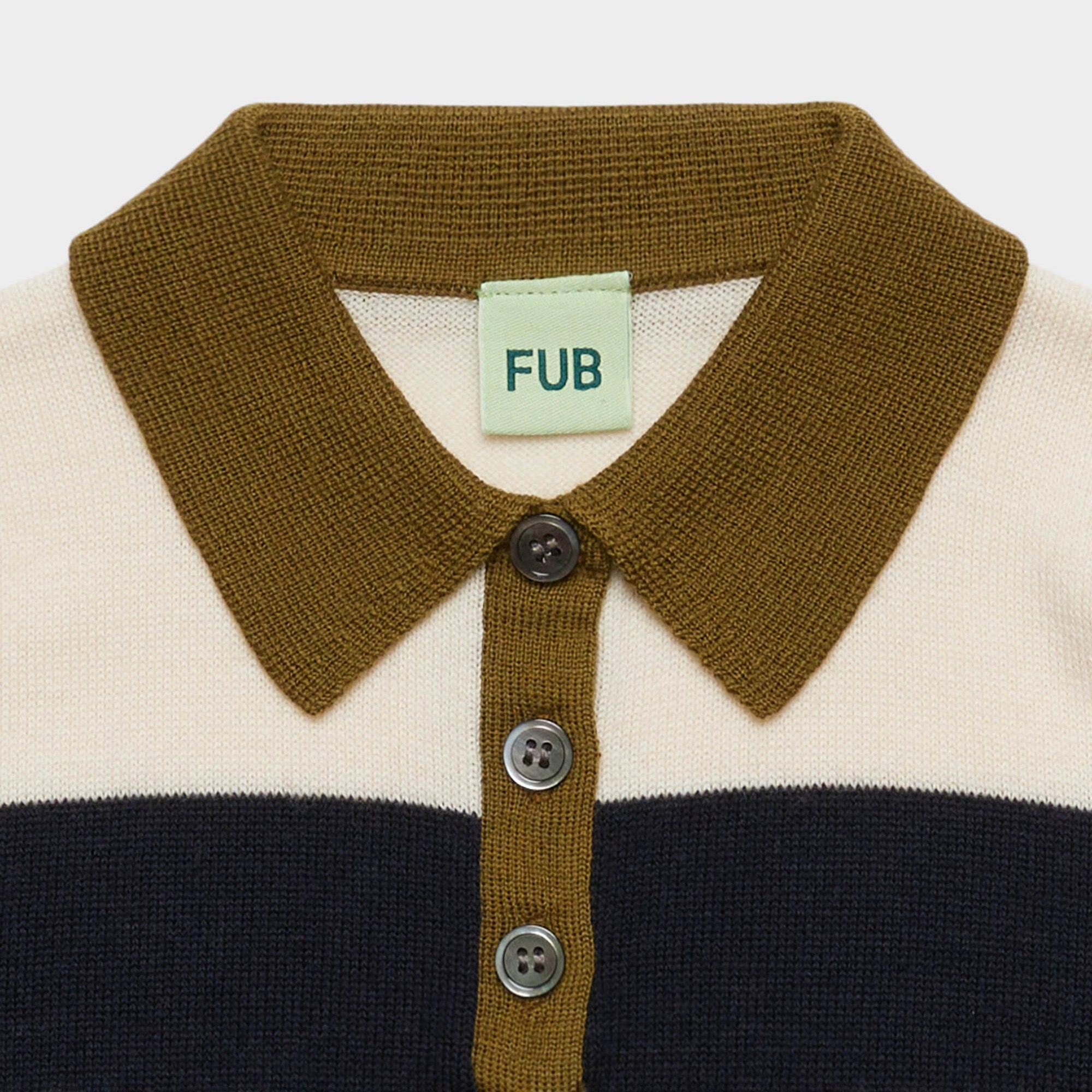 FUB-Striped Polo Ecru/Navy