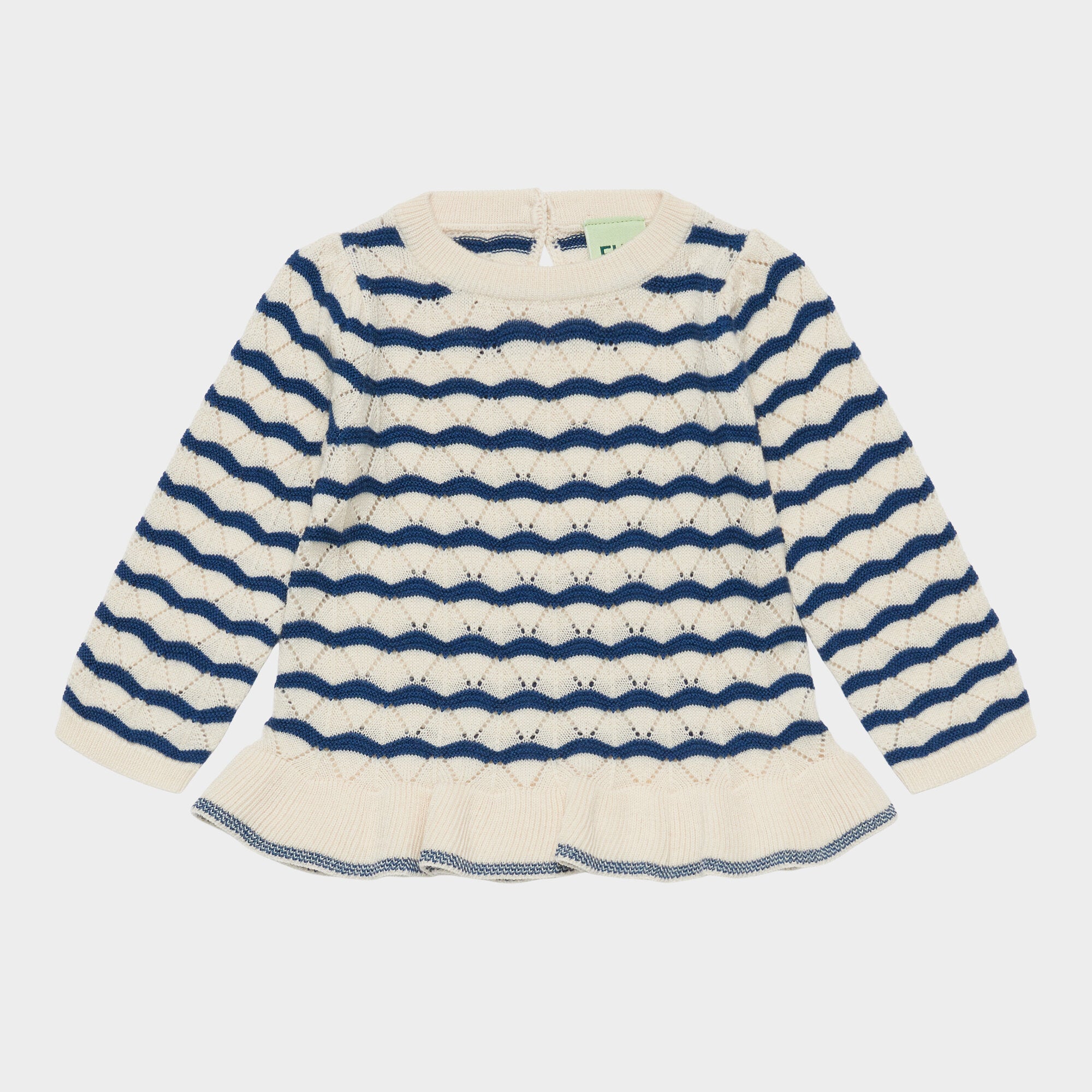 FUB-Baby Pointelle Tee Ecru/Deep Indigo