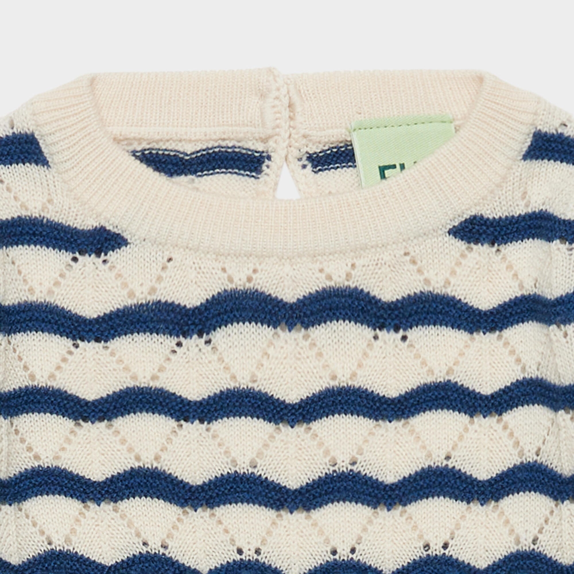 FUB-Baby Pointelle Tee Ecru/Deep Indigo