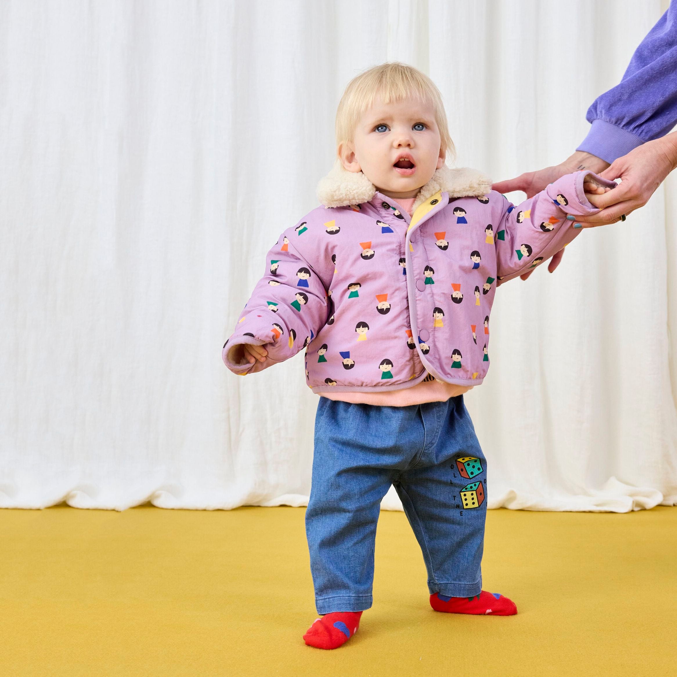 Bobo Choses-Baby Game Pawns All Over Reversible Sheepskin Jacket