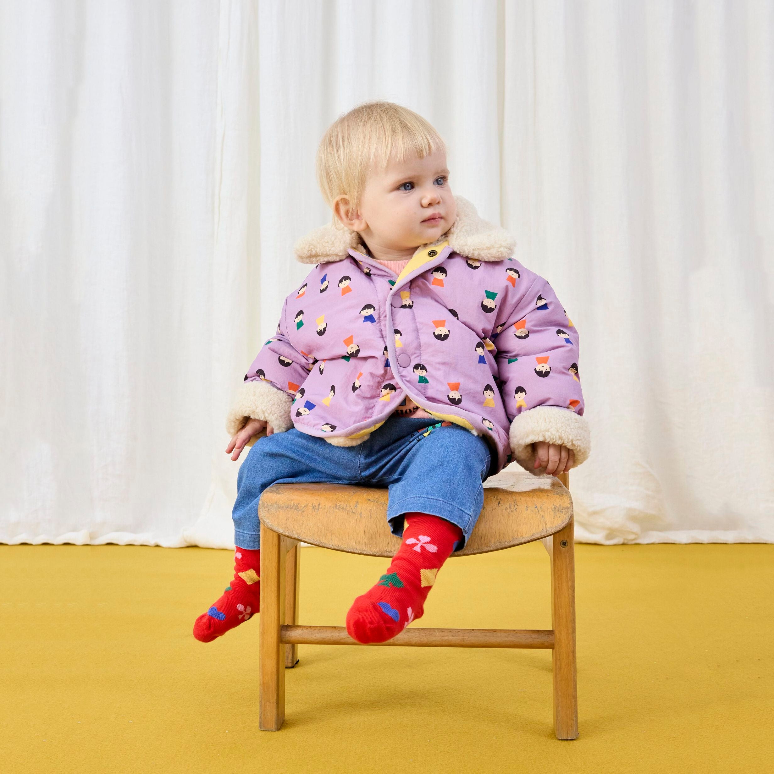 Bobo Choses-Baby Game Pawns All Over Reversible Sheepskin Jacket