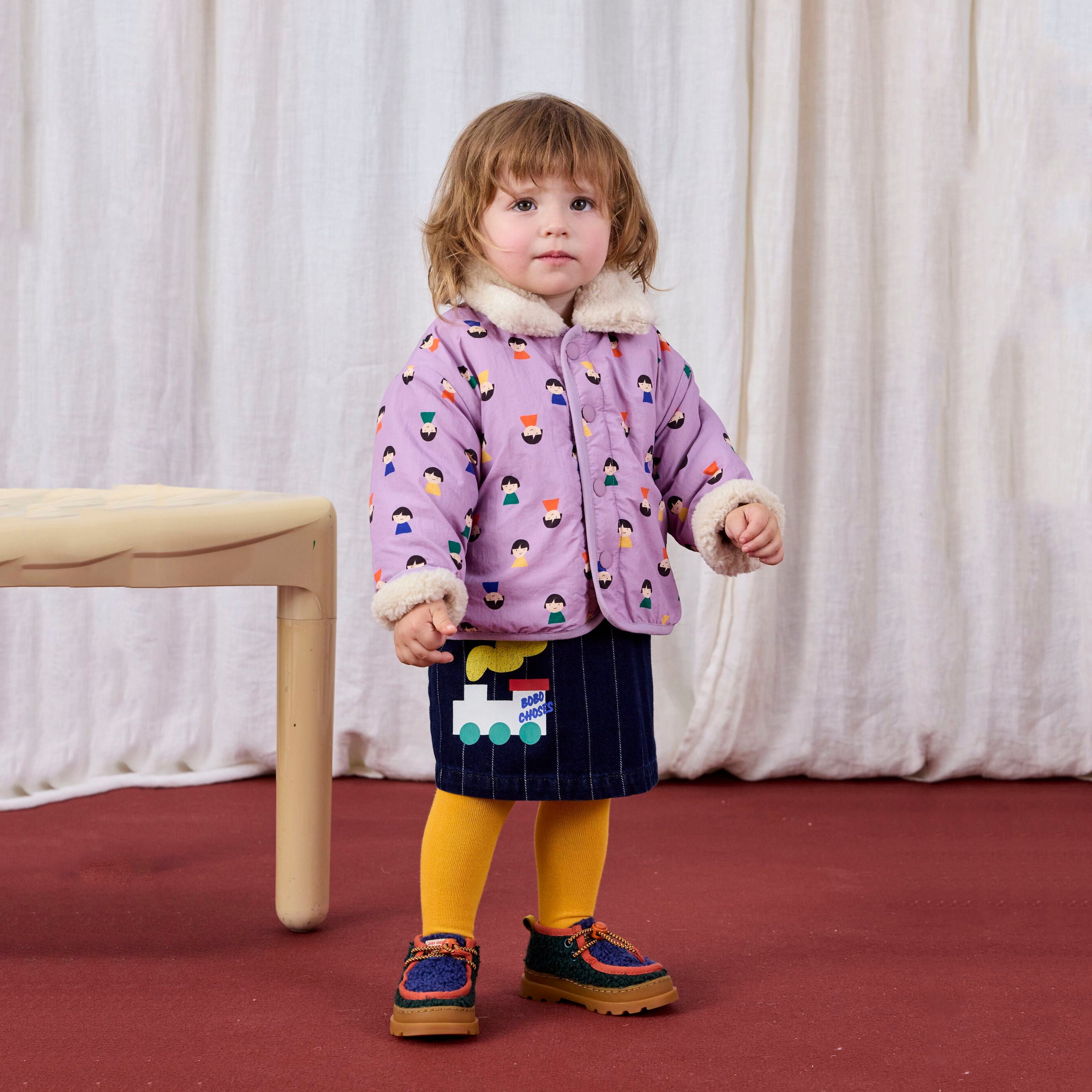 Bobo Choses-Baby Game Pawns All Over Reversible Sheepskin Jacket