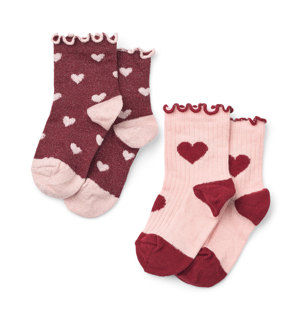 Flöss-Girl Vigga Socks 2-pack Cranberry Heart Mix