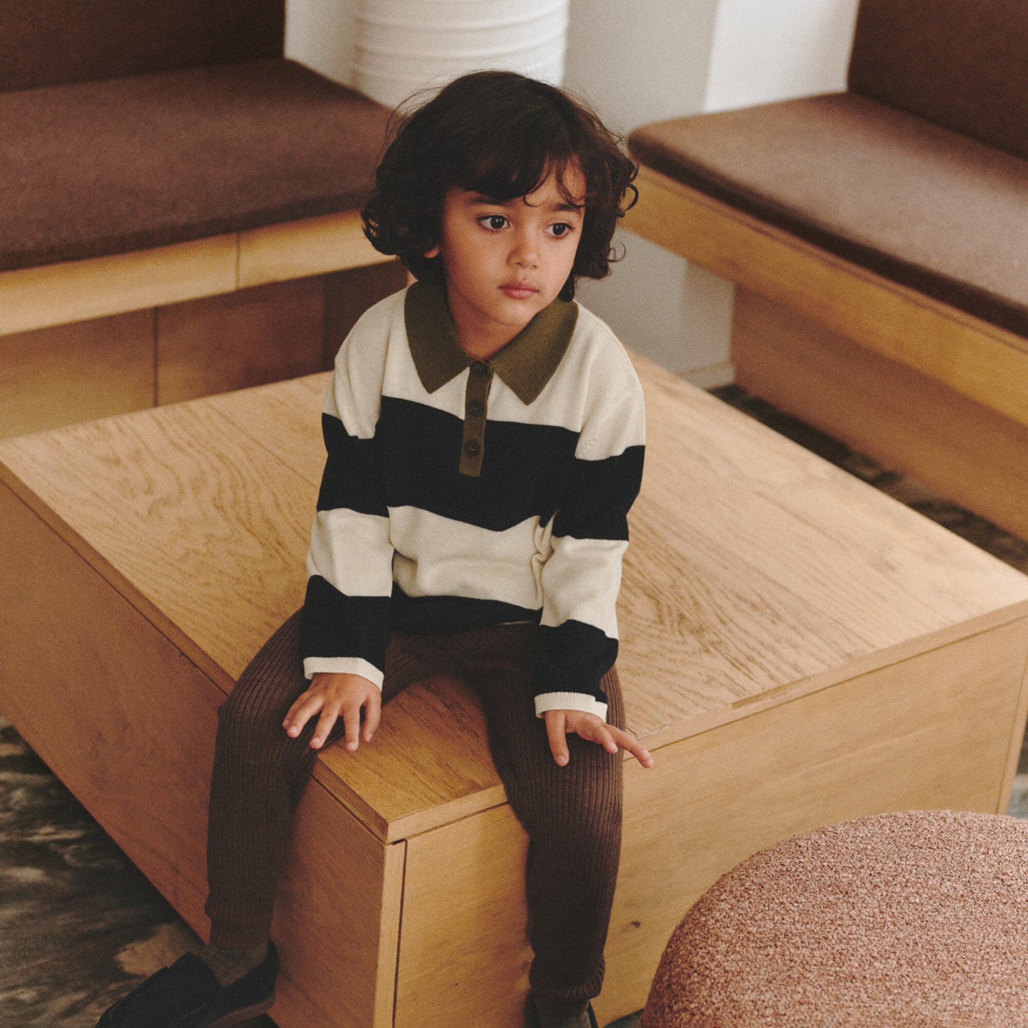 FUB-Striped Polo Ecru/Navy