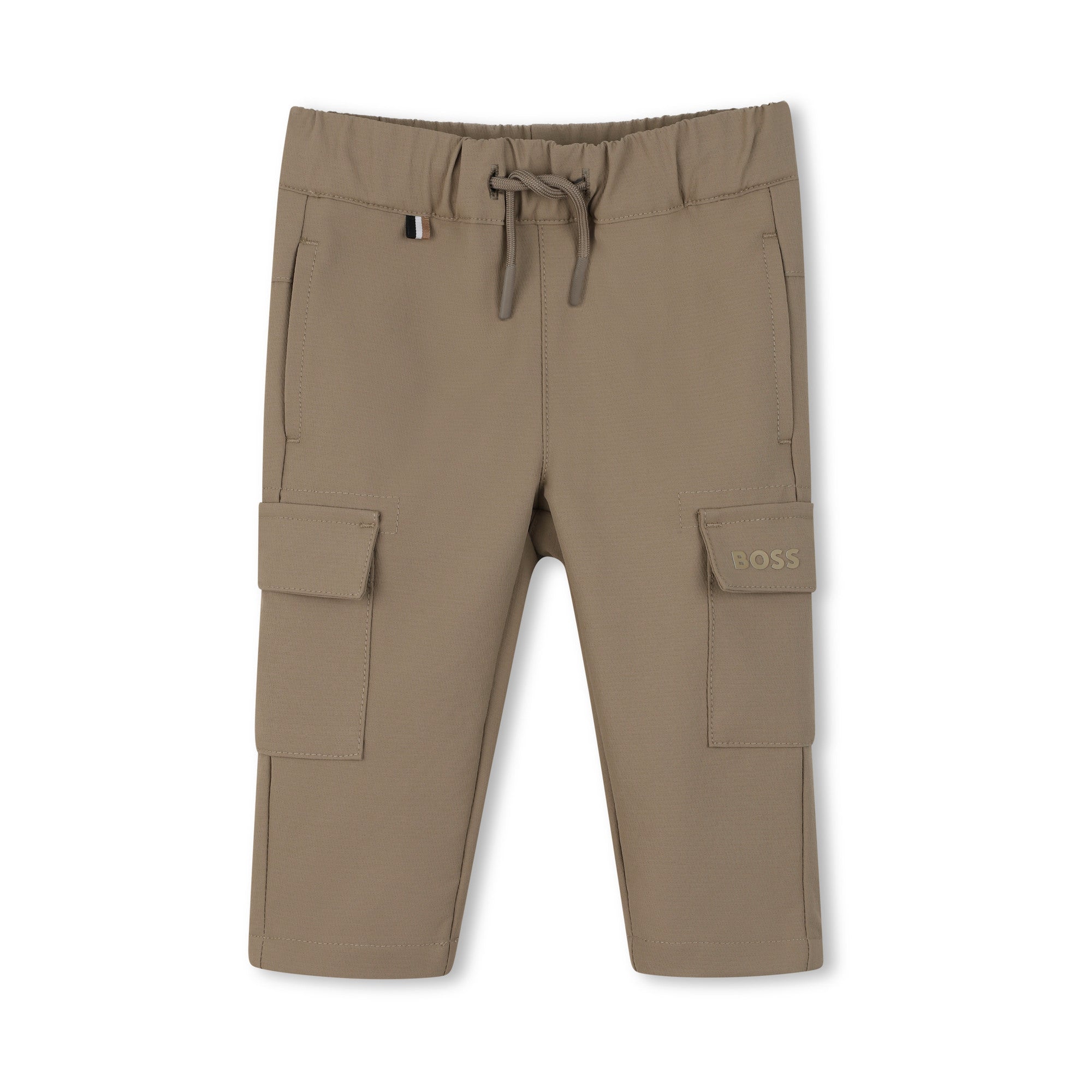 Boss-Stretchy Cargo Pants In Crinkled Fleece Dark Stone