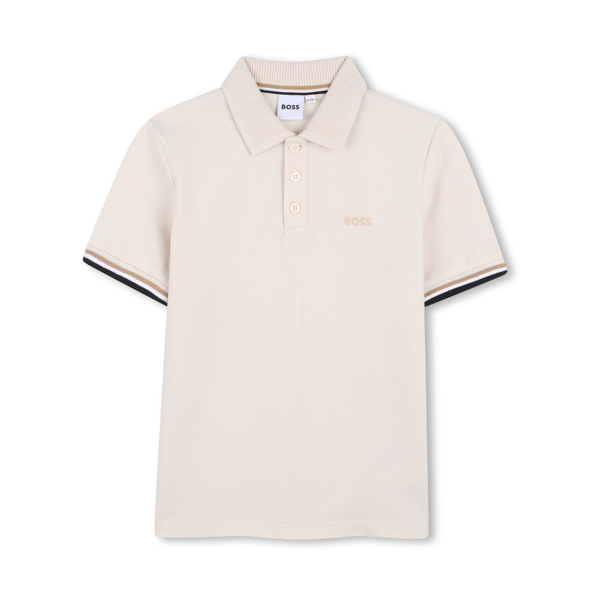Boss-Cotton-Elastane Pique Polo Shirt Sand