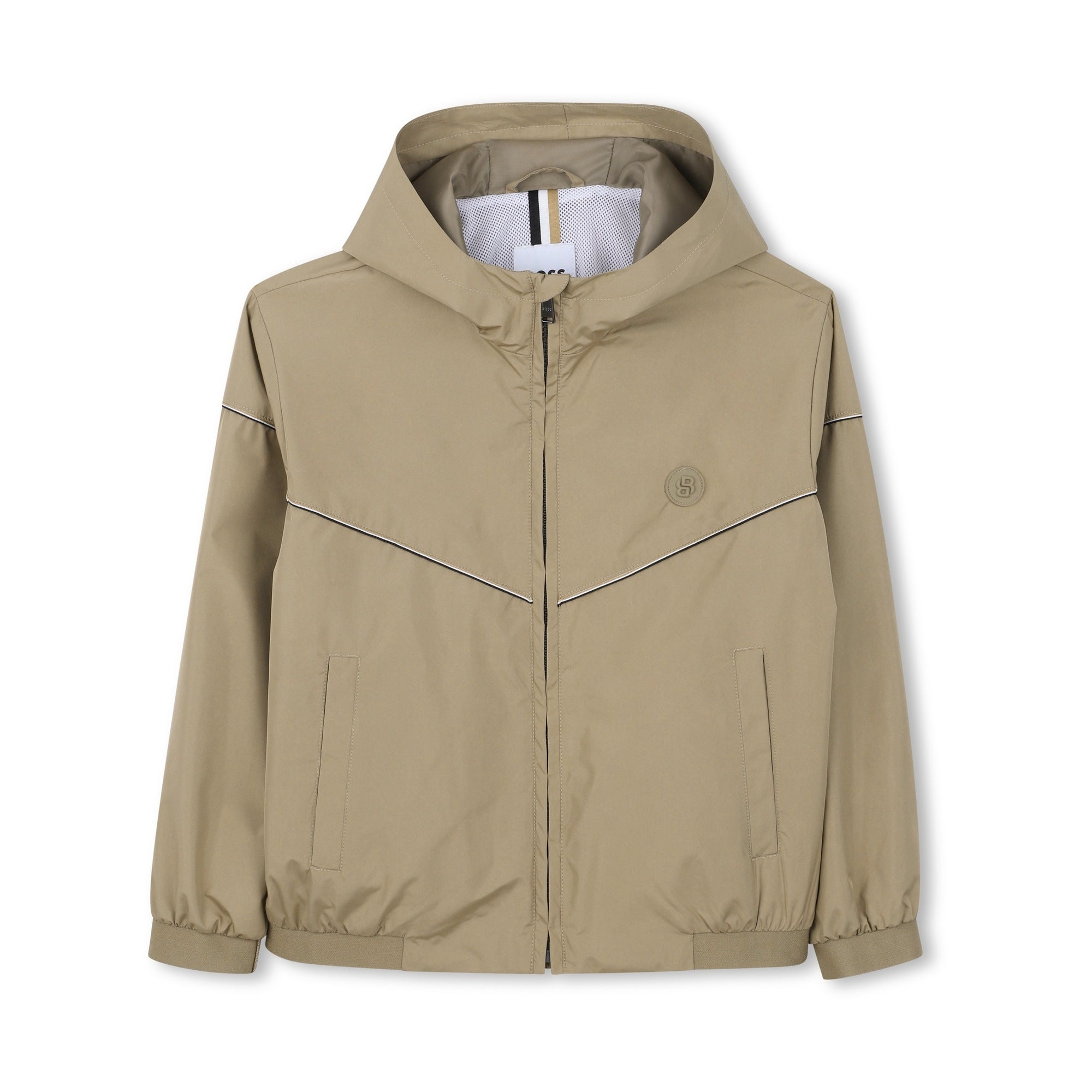 Boss-Windbreaker With Recycled Pongee Hood Dark Stone