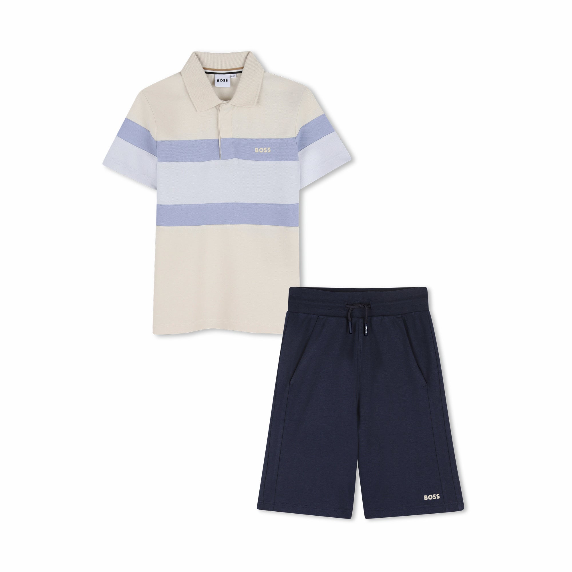 Boss-Polo Shirt And Bermuda Shorts In Cotton-Elastane Piqu Sand