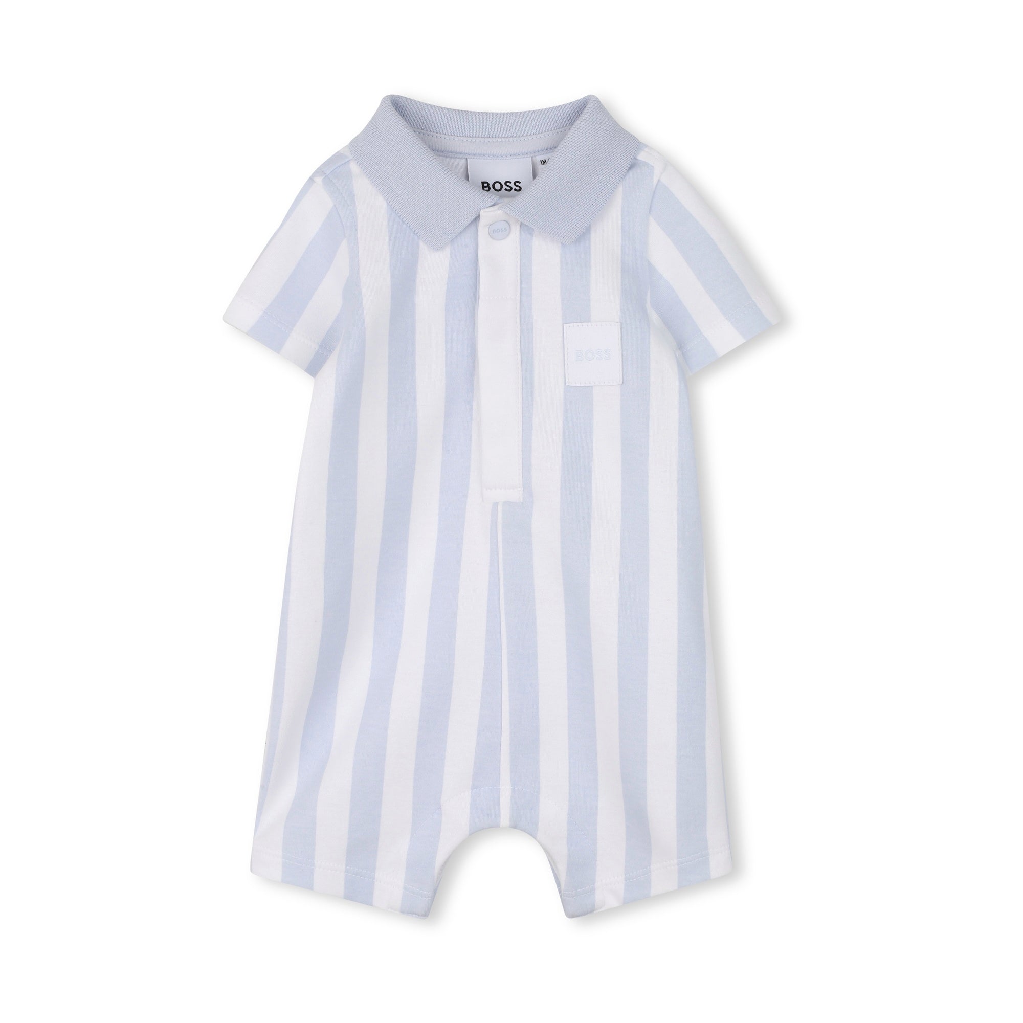 Boss-Organic Cotton Interlock Playsuit Pale Blue